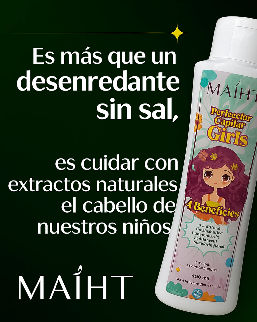 Perfector Capilar Girls Maiht, crema para peinar de 4 beneficios, 400 ml